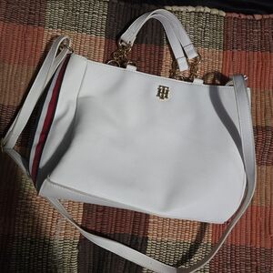 Tommy Hilfiger Joy II Convertible Women’s Satchel Optic White Saffiano